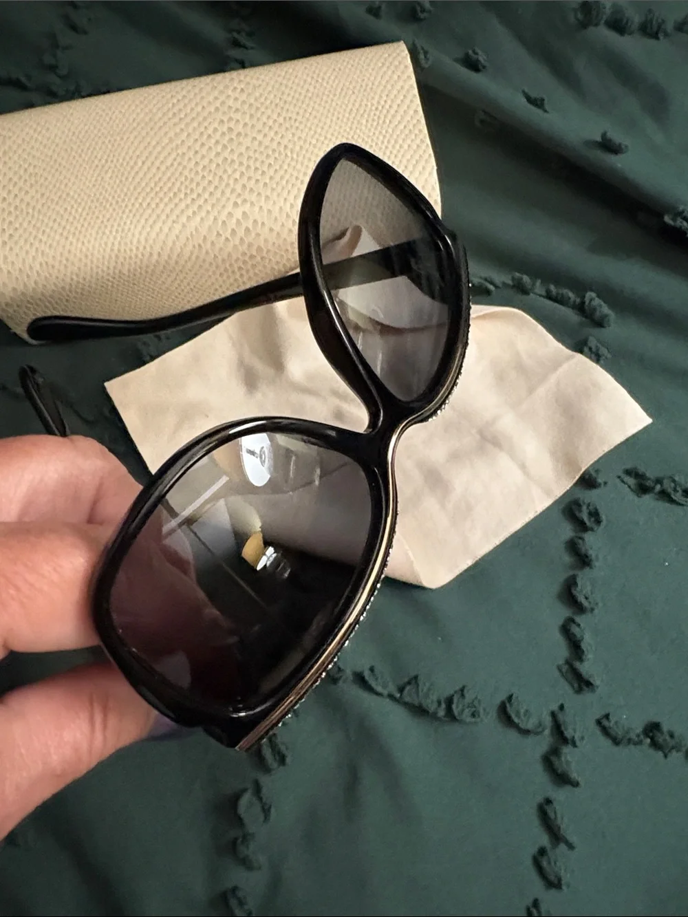Jimmy Choo Black Sunglasses with Crystal Trim